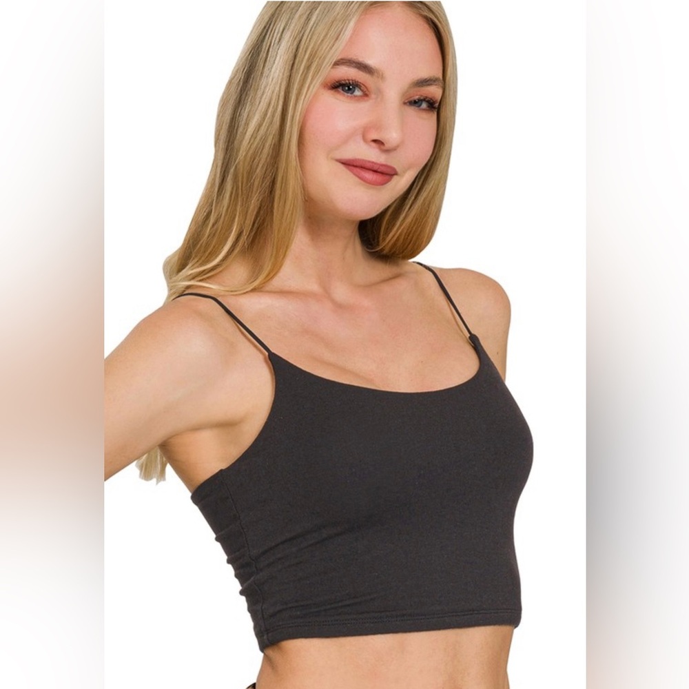 Zenana Black Double Layered Spaghetti Strap Cami
